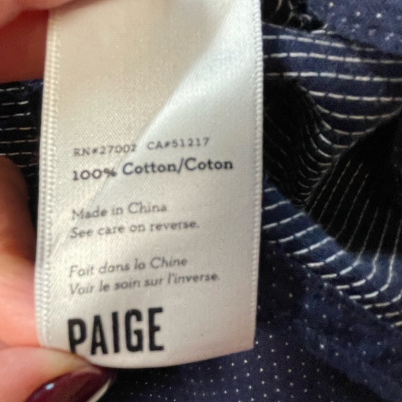 Paige Kadie Shirt In Whisper Dot Womens Sz XS Blue Denim Button Down Long Sleeve - Picture 10 of 13